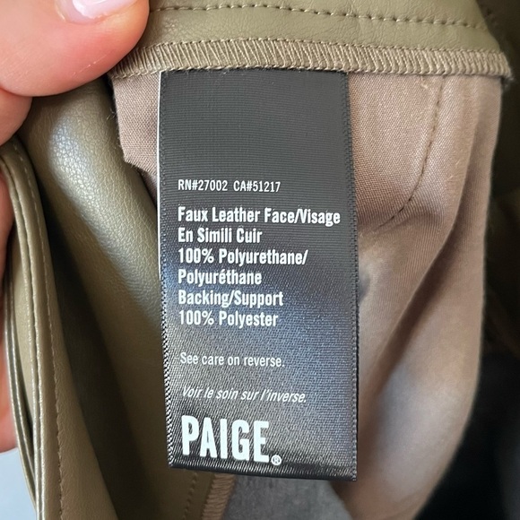 PAIGE Jeans NEW Tesse Faux Leather Utility Pants Army Green Cargo Pockets Size 8 - Picture 15 of 16